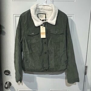 Ashley By 26 International Women's Green Corduroy Jacket with Sherpa Collar